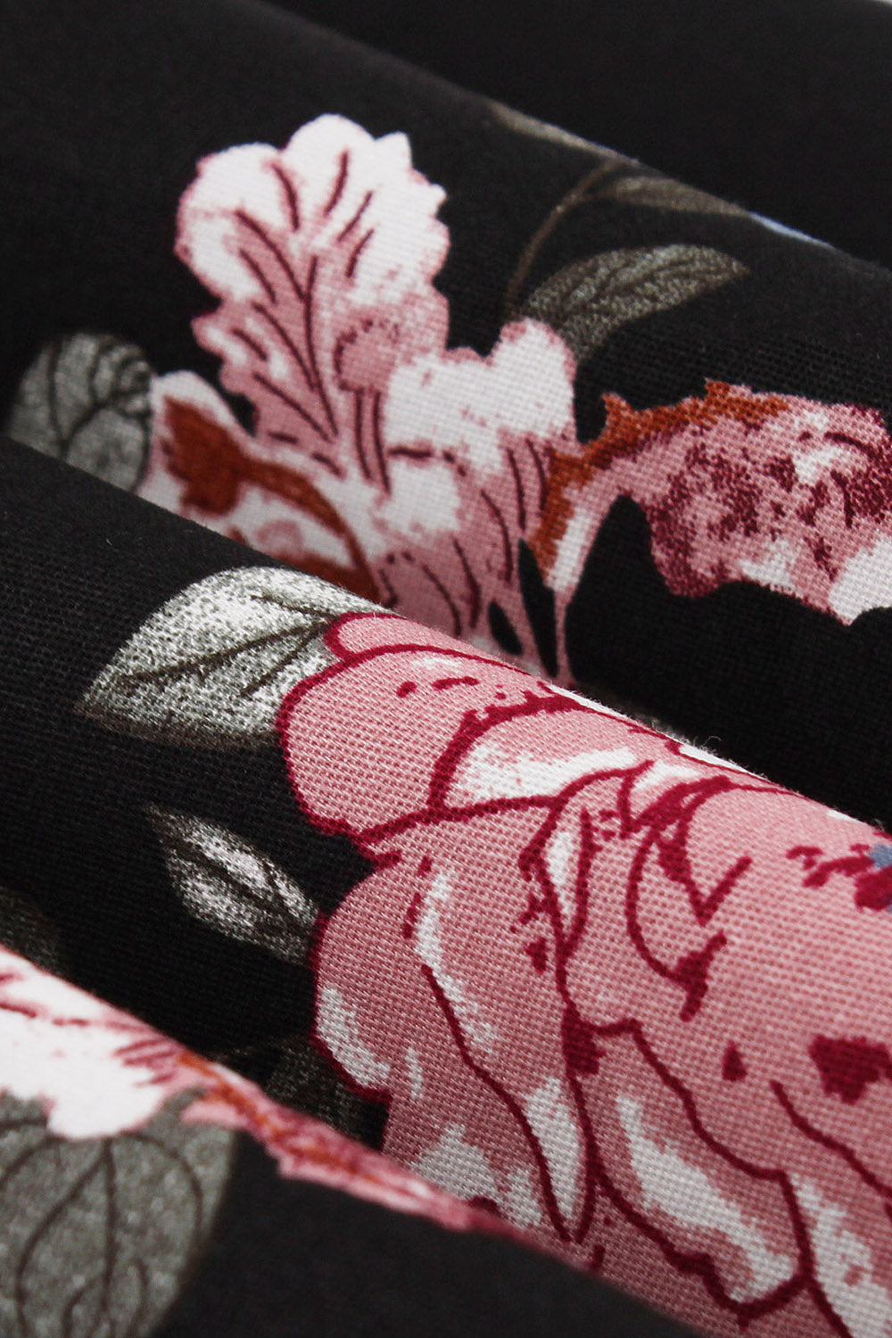 Blå Blomster Trykte 1950'er Kjoler med Korte Ærmer