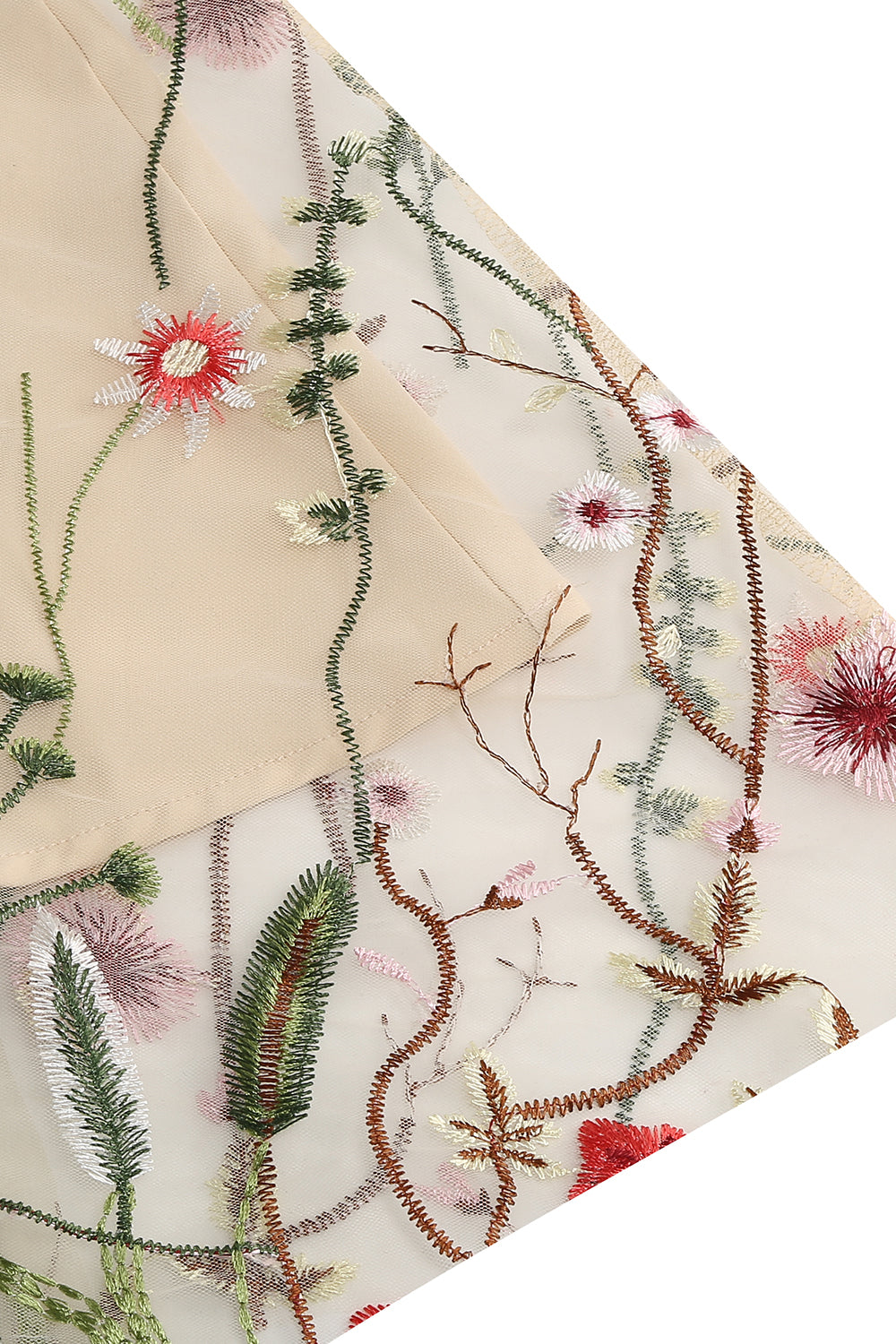 Abrikos A Line Trykt Tyl 1950'er Kjole med korte ærmer