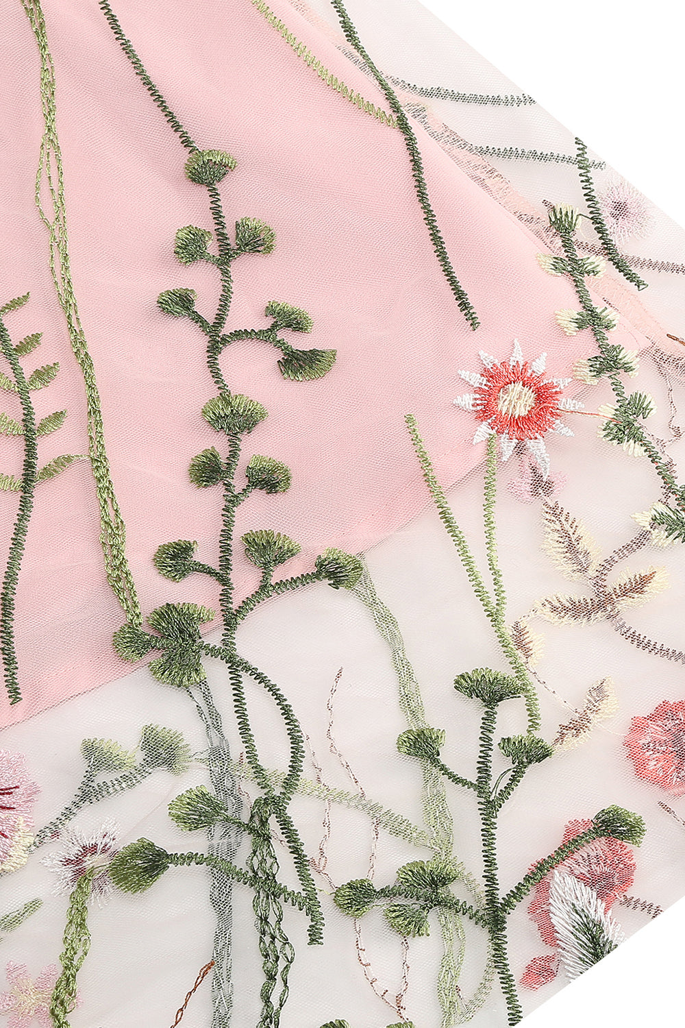 Abrikos A Line Trykt Tyl 1950'er Kjole med korte ærmer