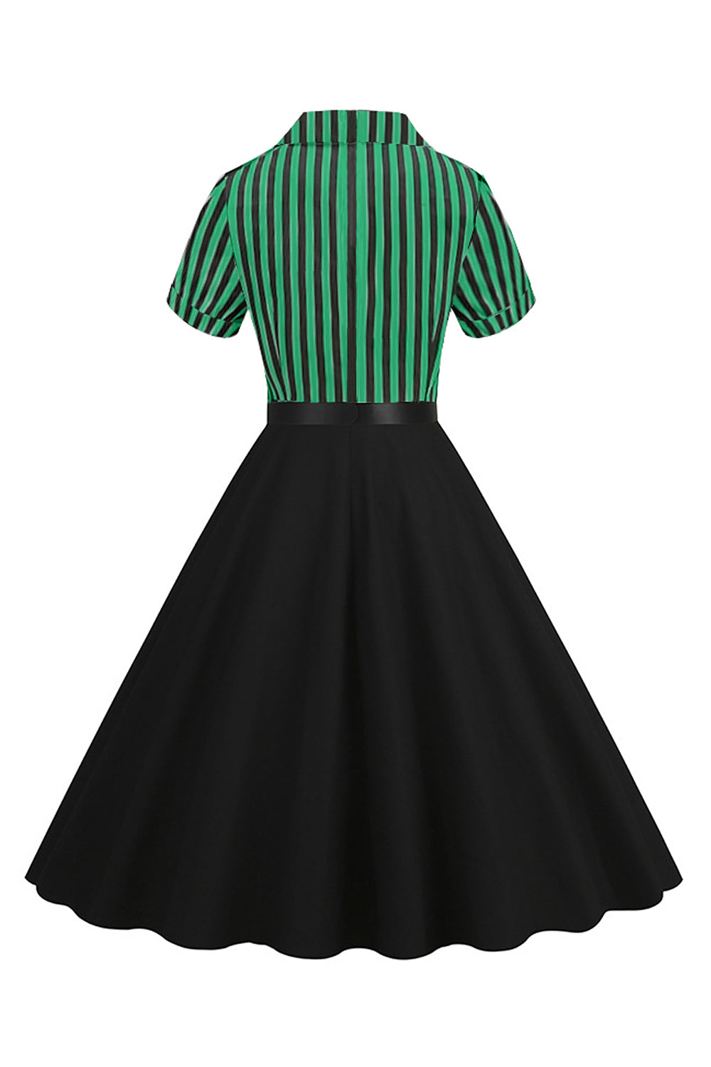 A Line Black Stripe 1950'er kjole med korte ærmer