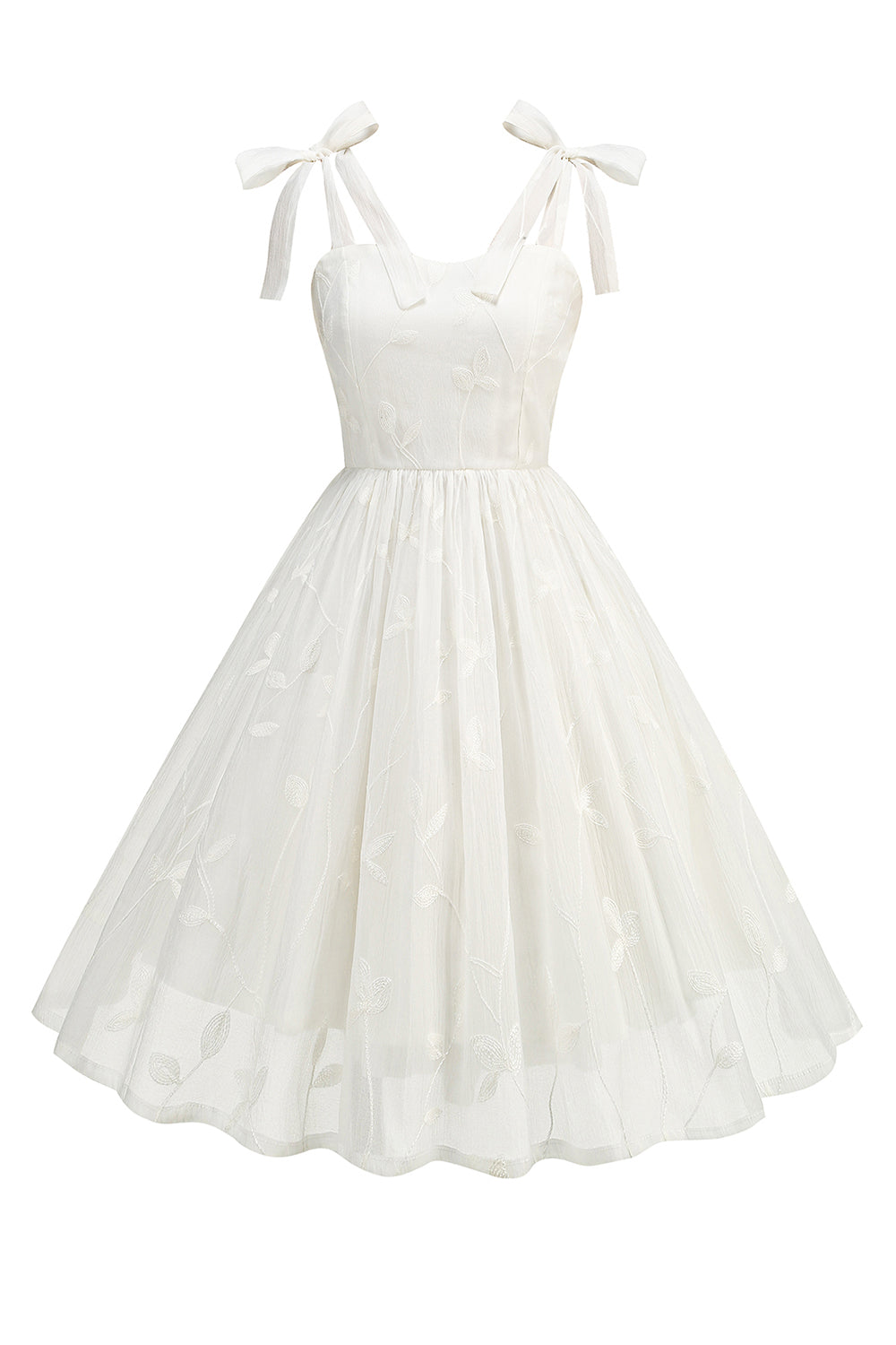 Blomster Lilla A Line Spaghetti Stropper 1950'erne Kjole