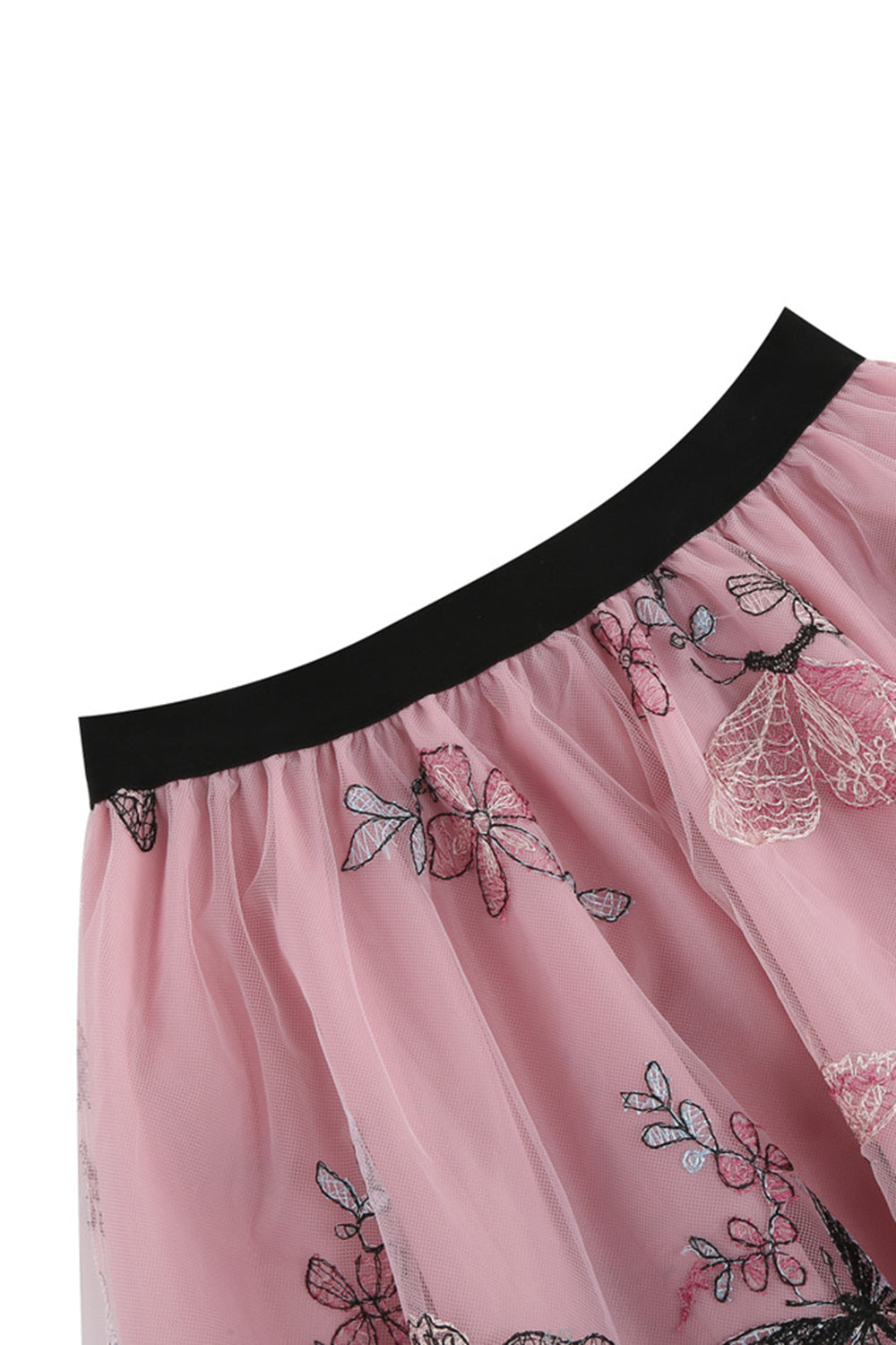 Abrikos høj talje Print Chiffon blomstret løs Midi A Line nederdel