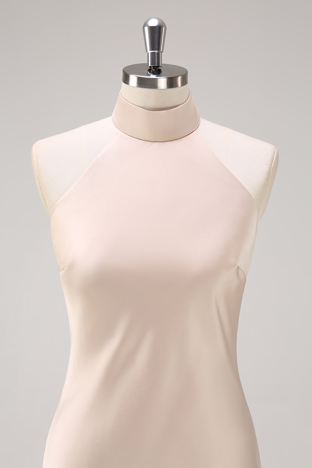 Champagne Halter Havfrue Brudepige Kjole med Slids