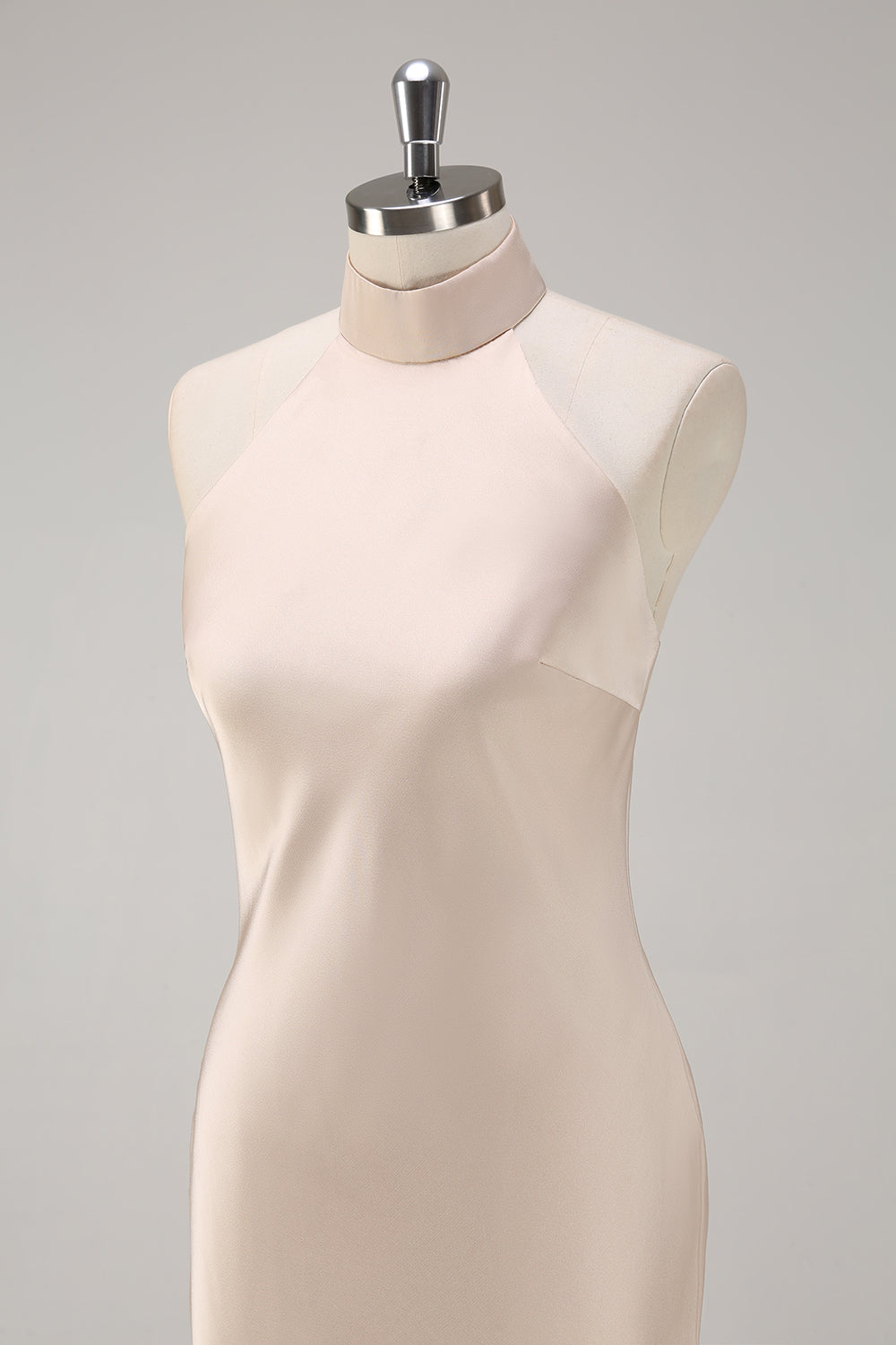 Champagne Halter Havfrue Brudepige Kjole med Slids