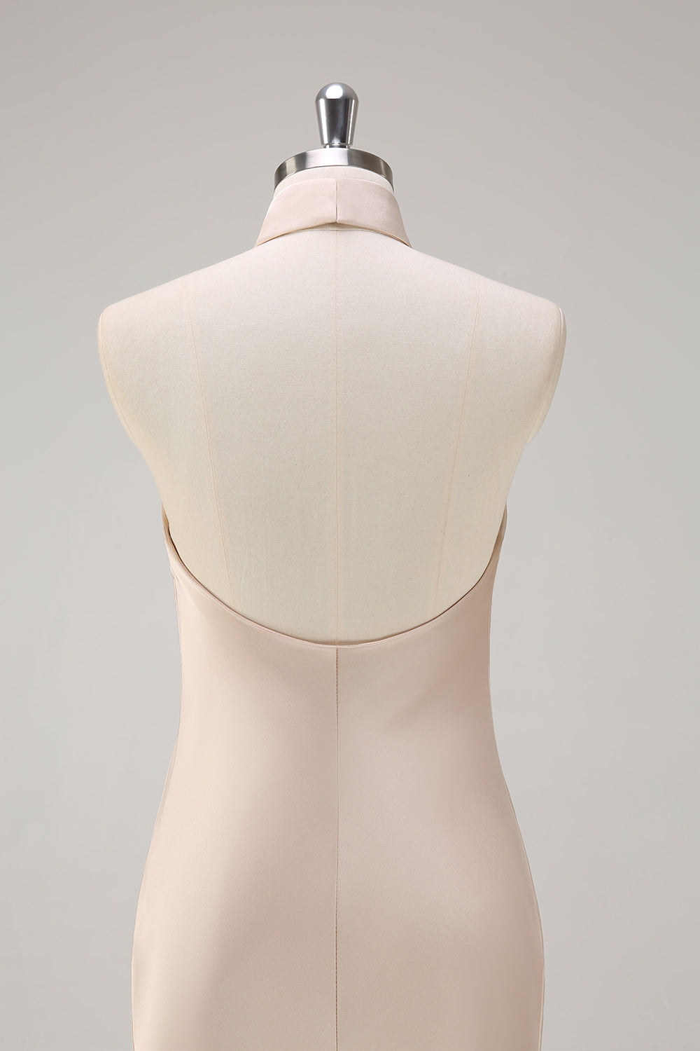 Champagne Halter Havfrue Brudepige Kjole med Slids