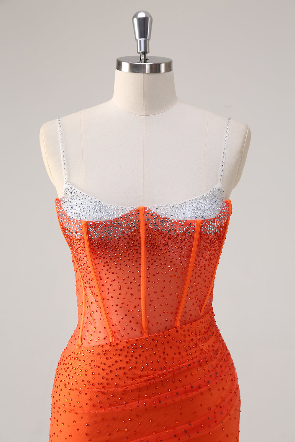 Orange Spaghetti stropper Beaded Korset Havfrue Gallakjole