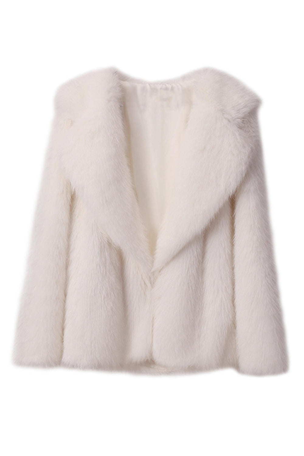 Sort Notched revers lange ærmer imiteret pels kort frakke