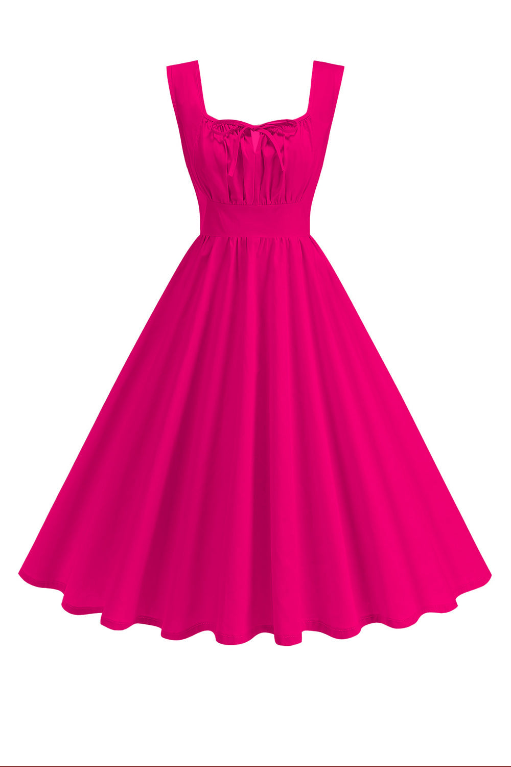 Blå Firkantet Hals A-linje Midi 1950'er Kjole