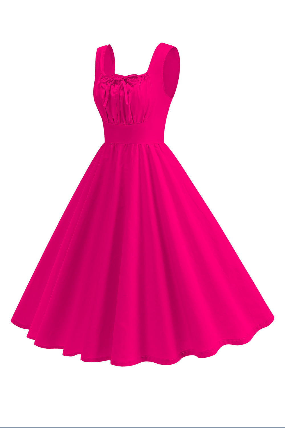 Blå Firkantet Hals A-linje Midi 1950'er Kjole