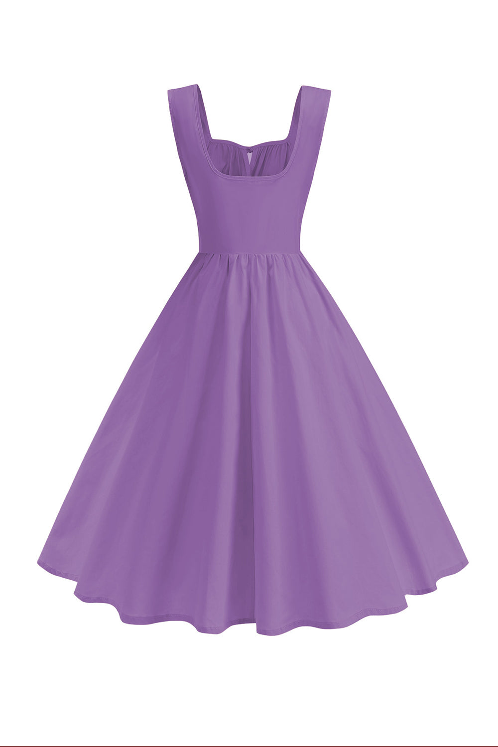 Blå Firkantet Hals A-linje Midi 1950'er Kjole