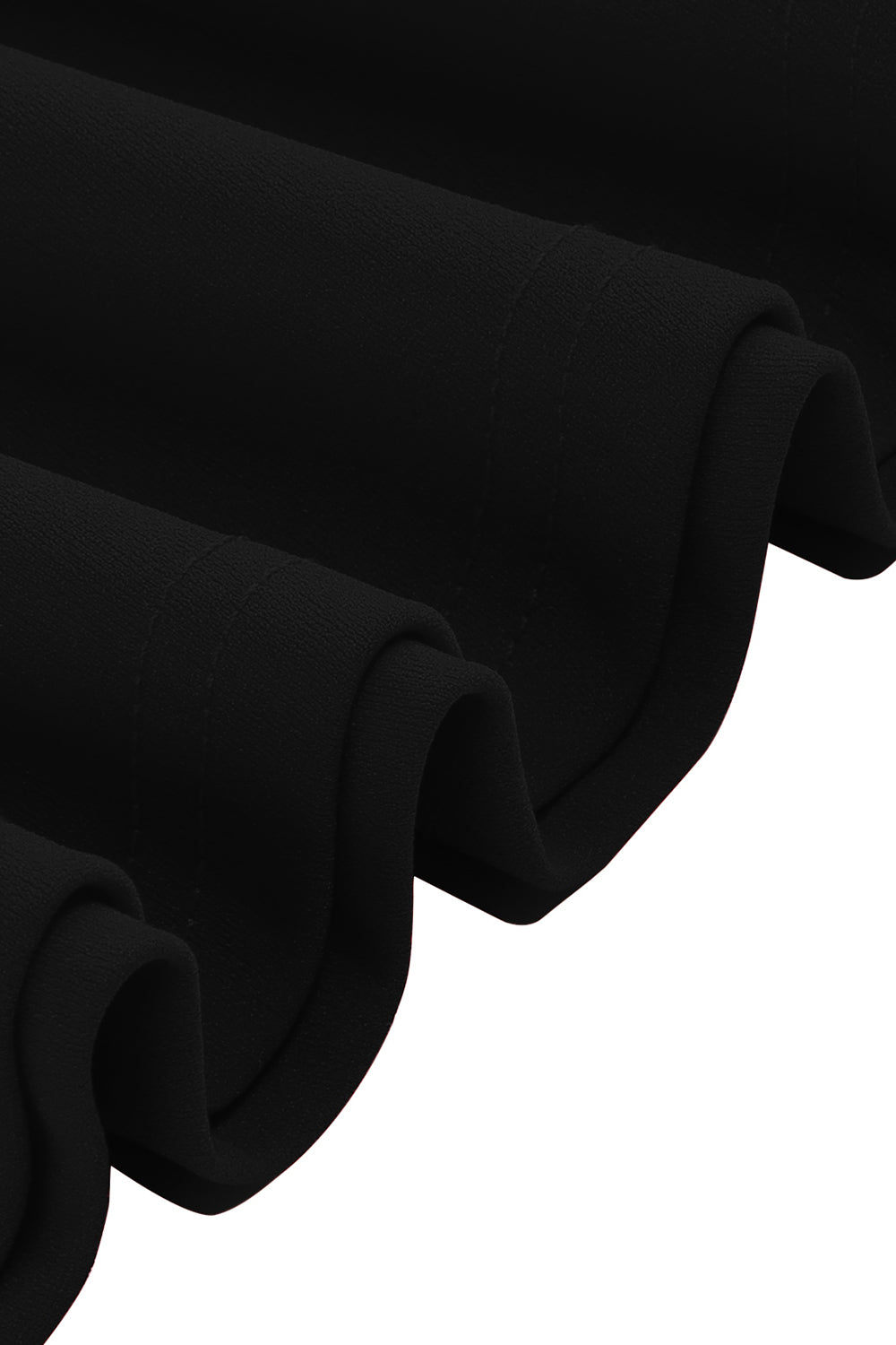 Sort V-hals korte ærmer A-linje Midi 1950'erne kjole med bælte