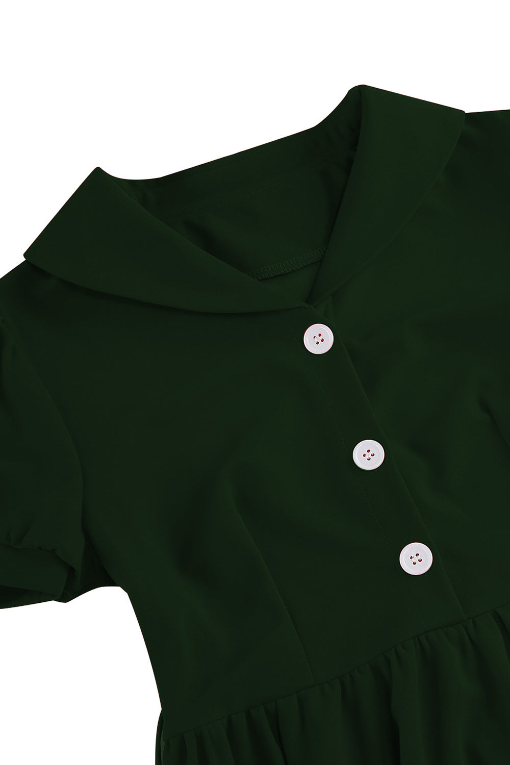 Sort V-hals korte ærmer A-linje Midi 1950'erne kjole med bælte