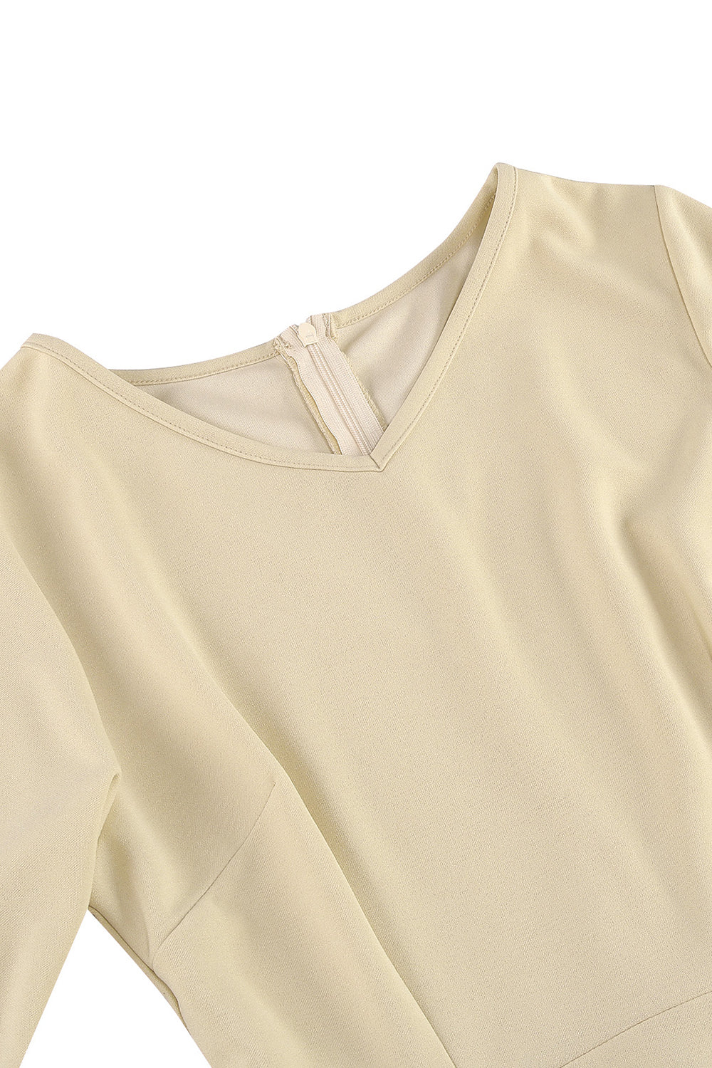 Abrikos A-linje V-hals halvlange ærmer Midi 1950'erne kjole