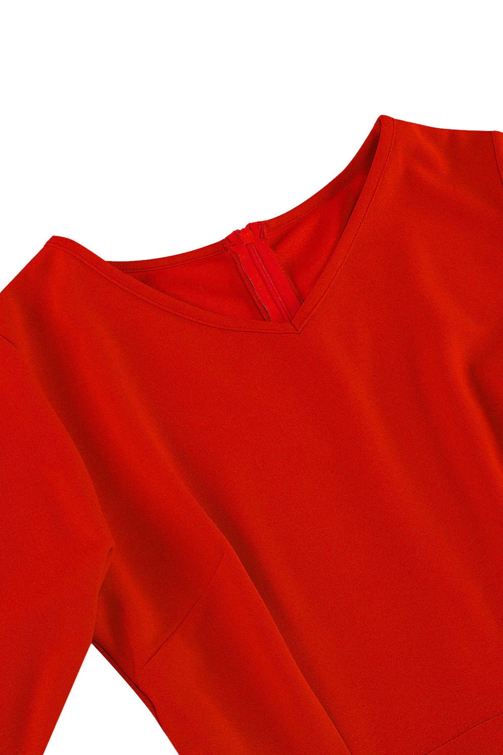 Abrikos A-linje V-hals halvlange ærmer Midi 1950'erne kjole