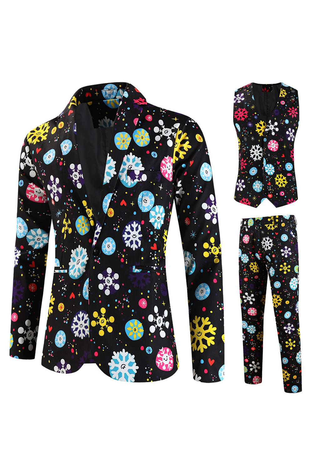 Sort snefnug 3-delt juledragt til mænd