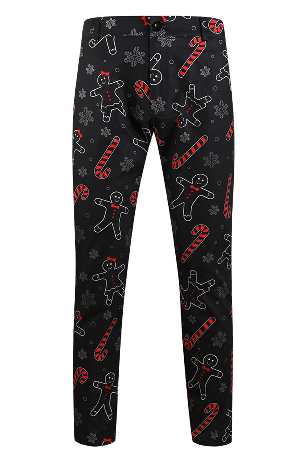 Sort jul snefnug trykt formel fest 3-delt herre jakkesæt