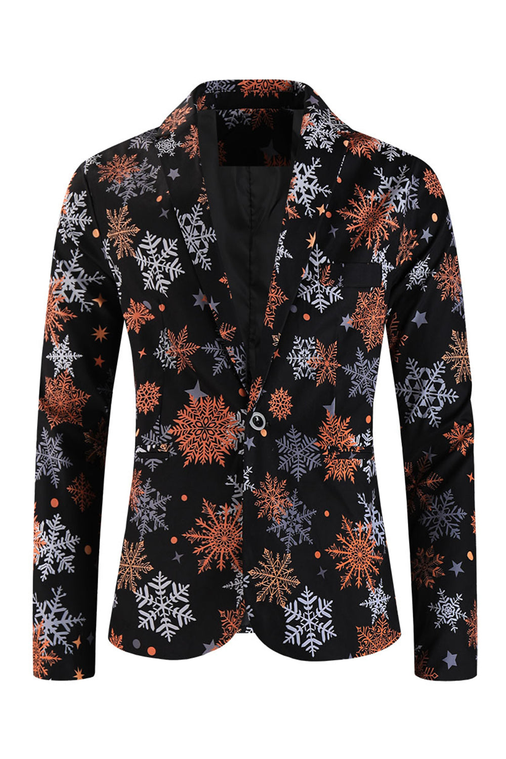 Sort snefnug trykt 3 dele mænds juledragt