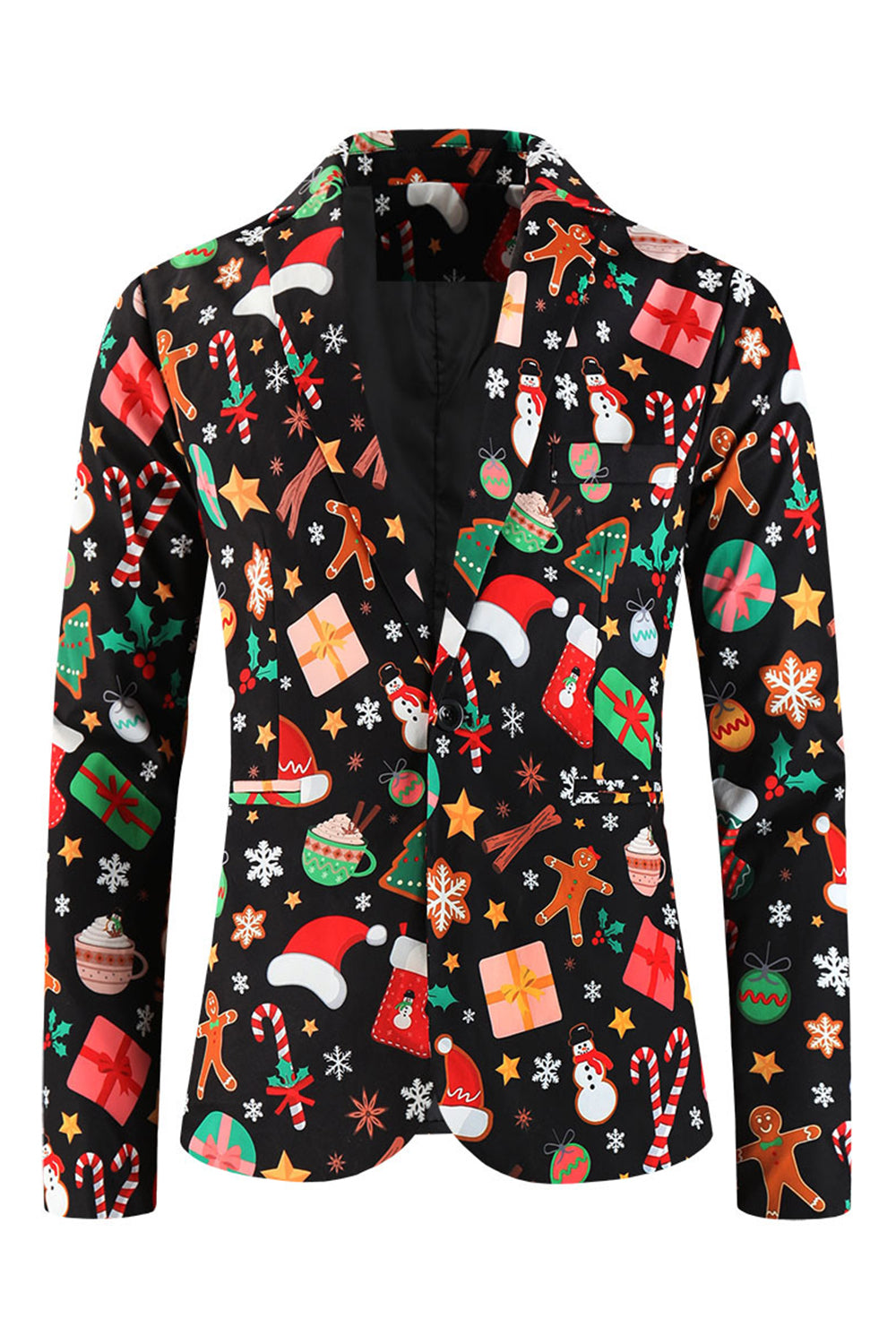 Sort jul trykt hak revers 3 stykker mænds jakkesæt