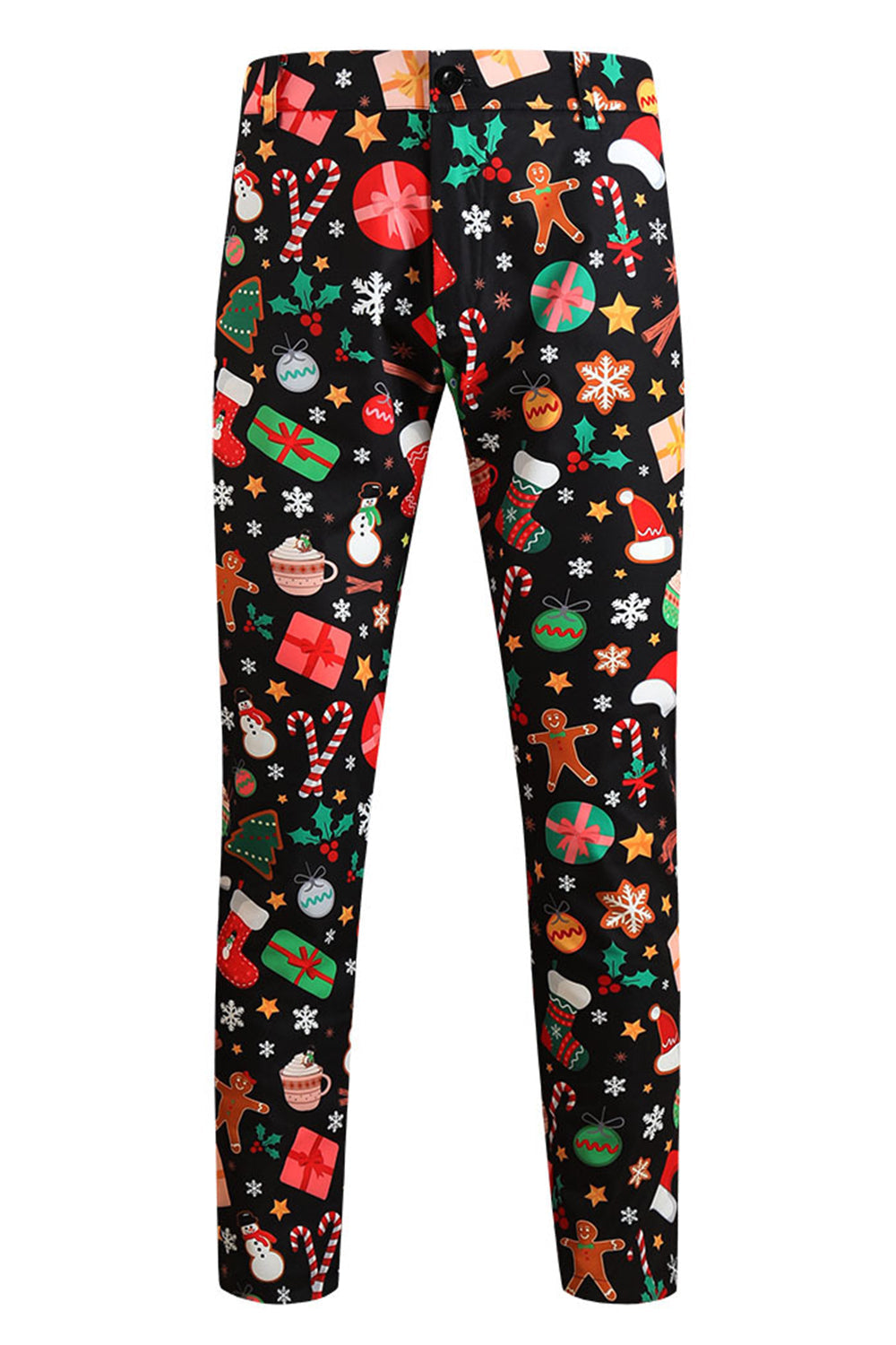 Sort jul trykt hak revers 3 stykker mænds jakkesæt