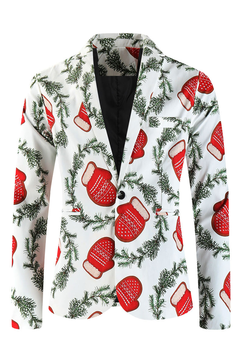 Hvide julehandsker trykt 3 stykker mænds jakkesæt