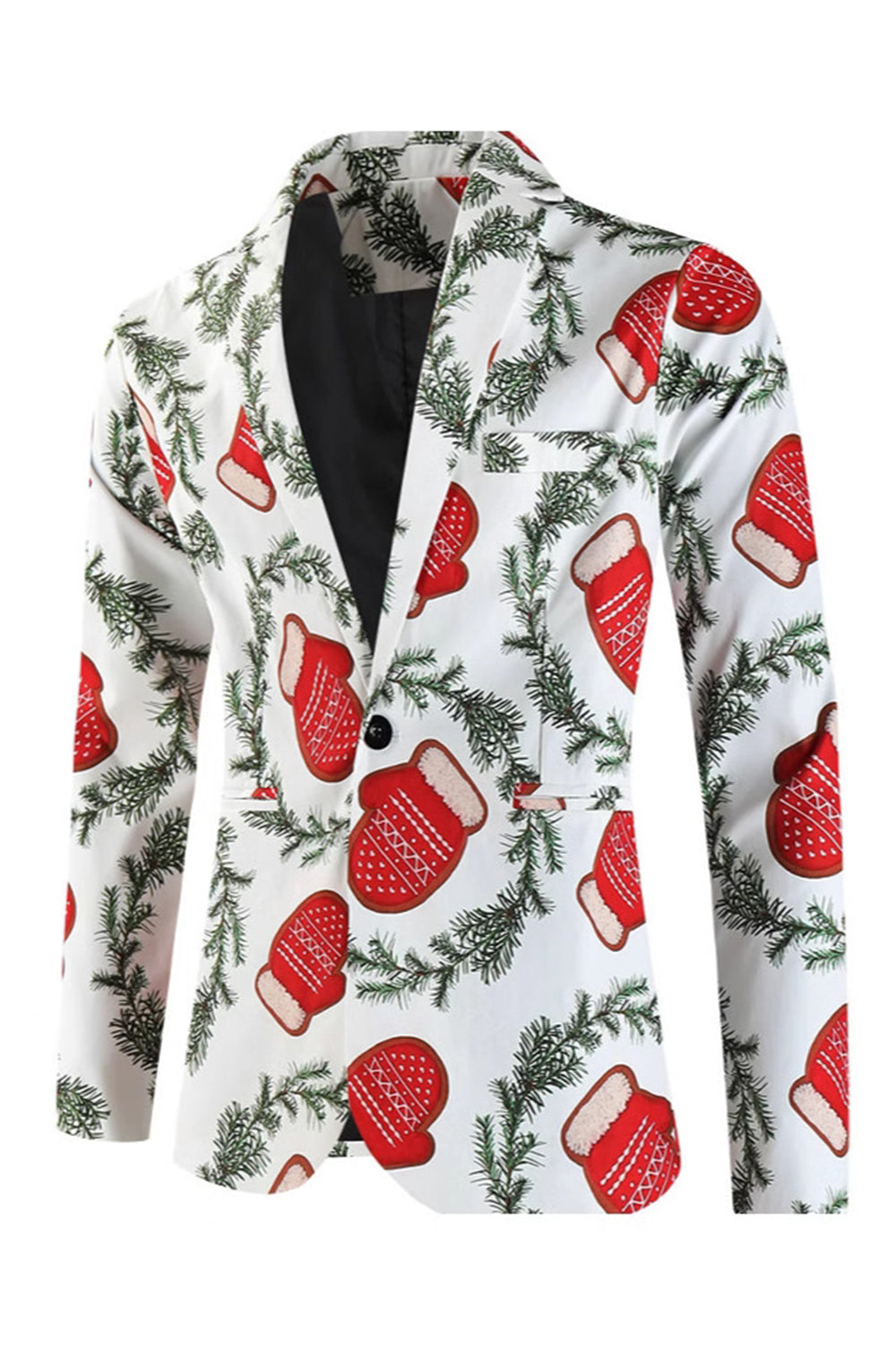 Hvide julehandsker trykt 3 stykker mænds jakkesæt