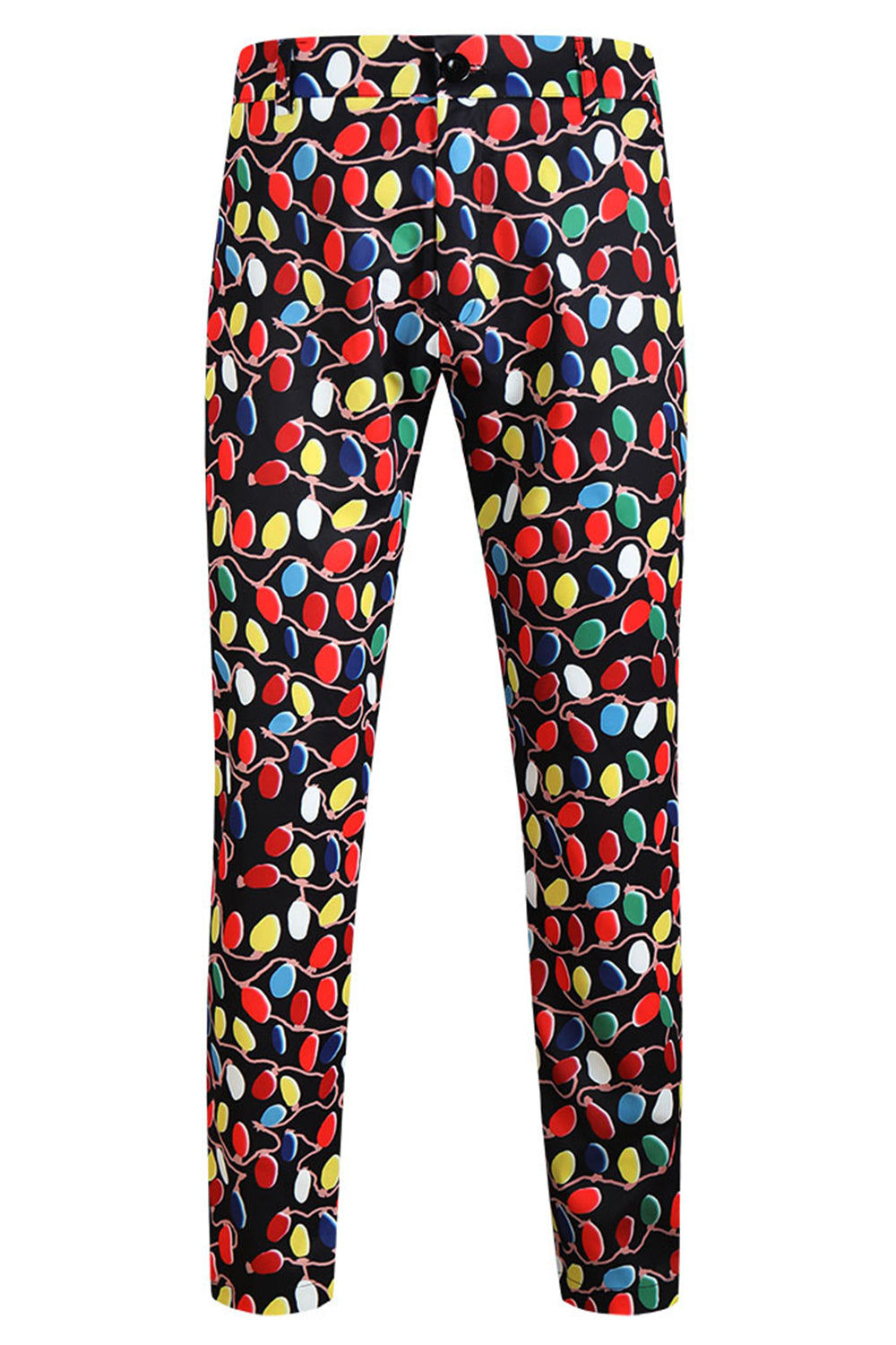 Sort Notched Revers Farverige trykte Jul 3 stykker Mænds Jakkesæt