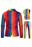 Gul Rainbow Stripes Notched revers Mænds festdragter