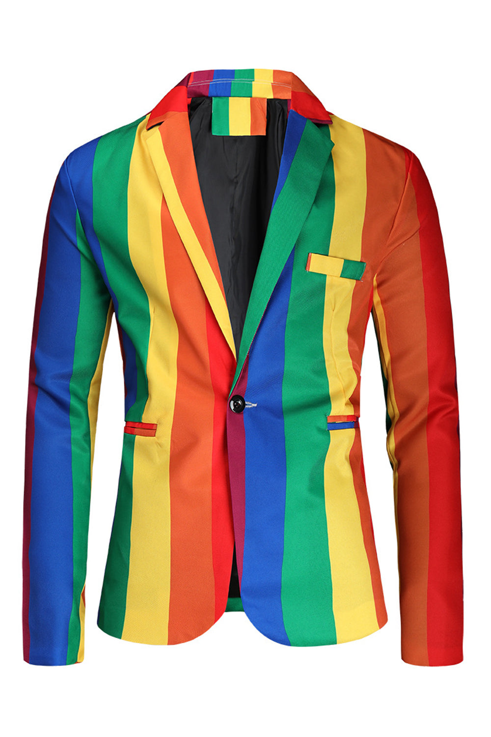 Gul Rainbow Stripes Notched revers Mænds festdragter