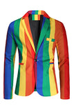 Gul Rainbow Stripes Notched revers Mænds festdragter