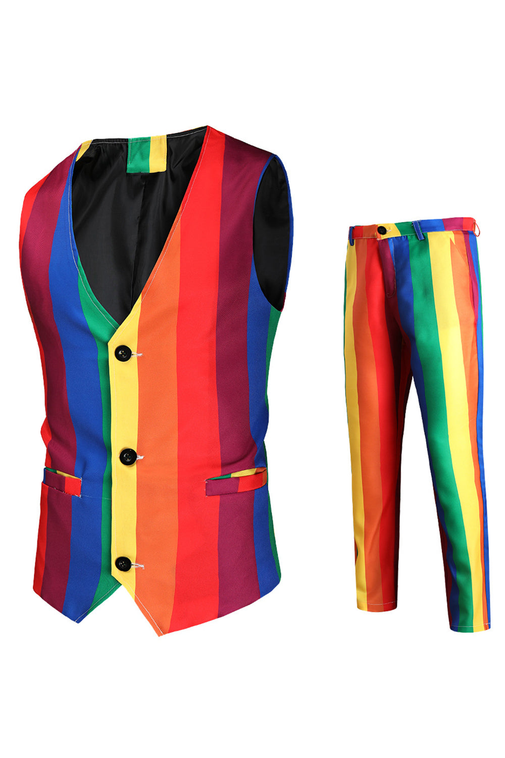 Gul Rainbow Stripes Notched revers Mænds festdragter