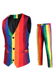 Gul Rainbow Stripes Notched revers Mænds festdragter