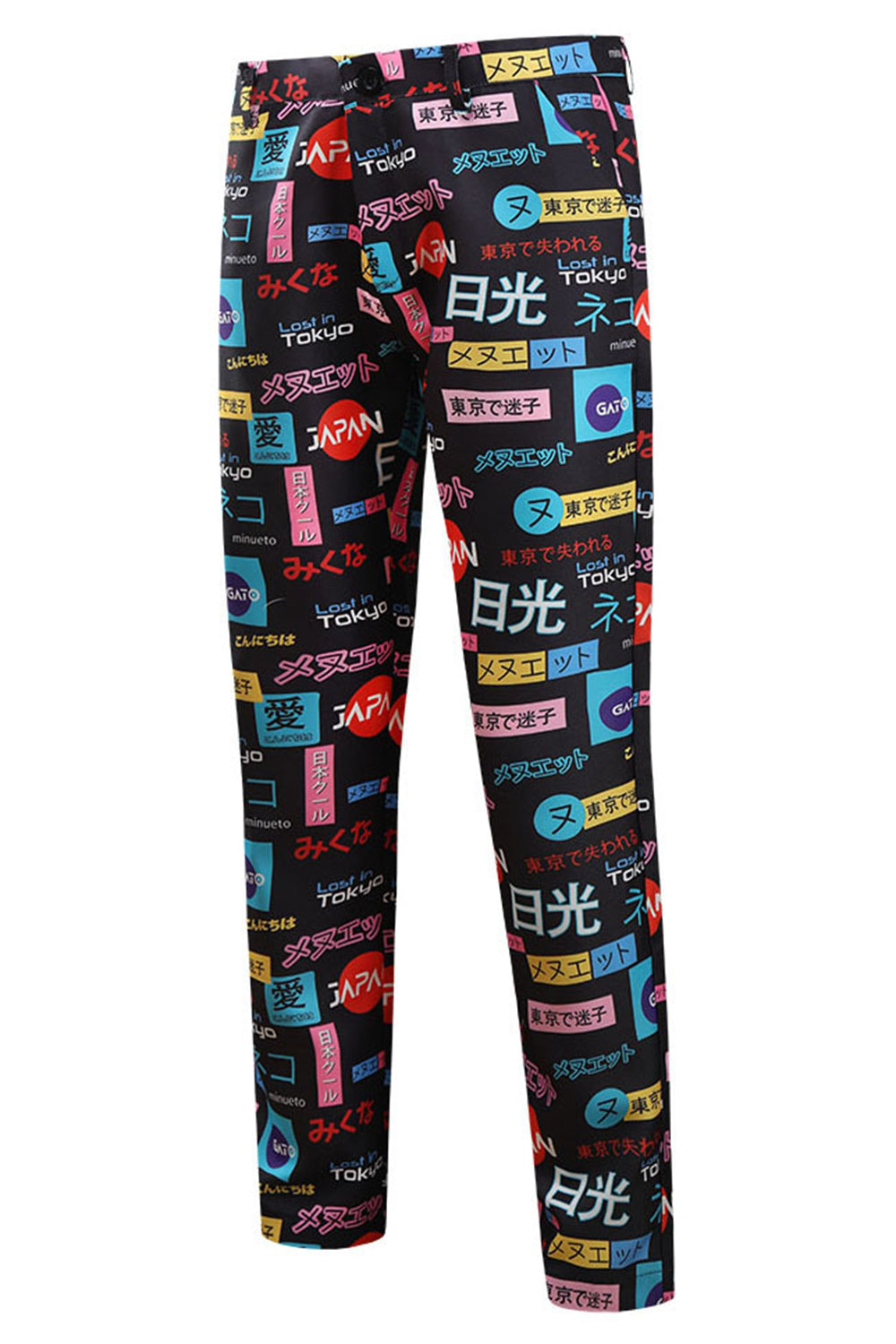 Sort Tekst Trykt Notched Revers Mænds Festdragter