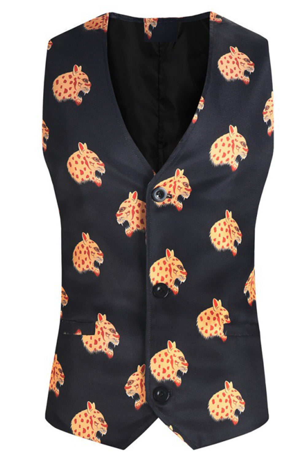 Sort Dyreprintede 3-delte festdragter til mænd