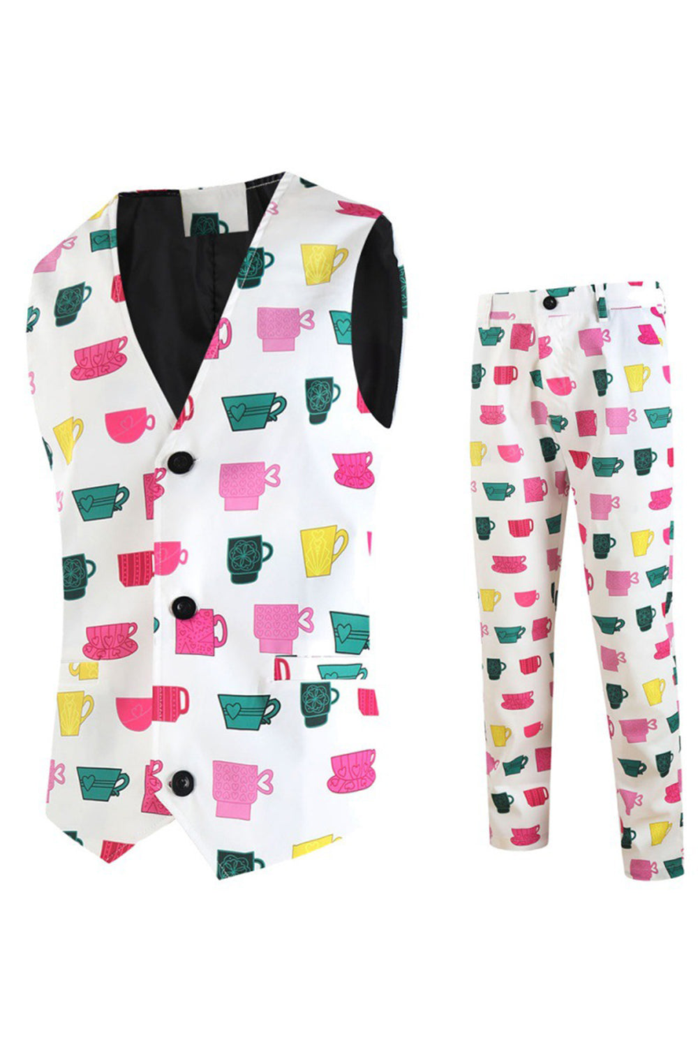 Hvid Farverig Krus Juleprint Festdragter til mænd