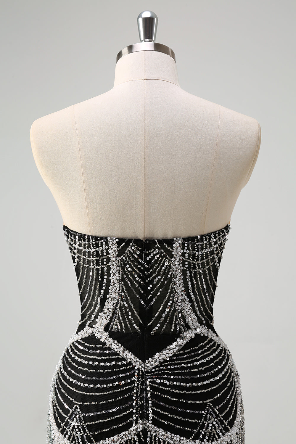 Glitter Mørkegrøn Havfrue Stropløs Pailletter Lang Korset Gallakjole med Perlebesat