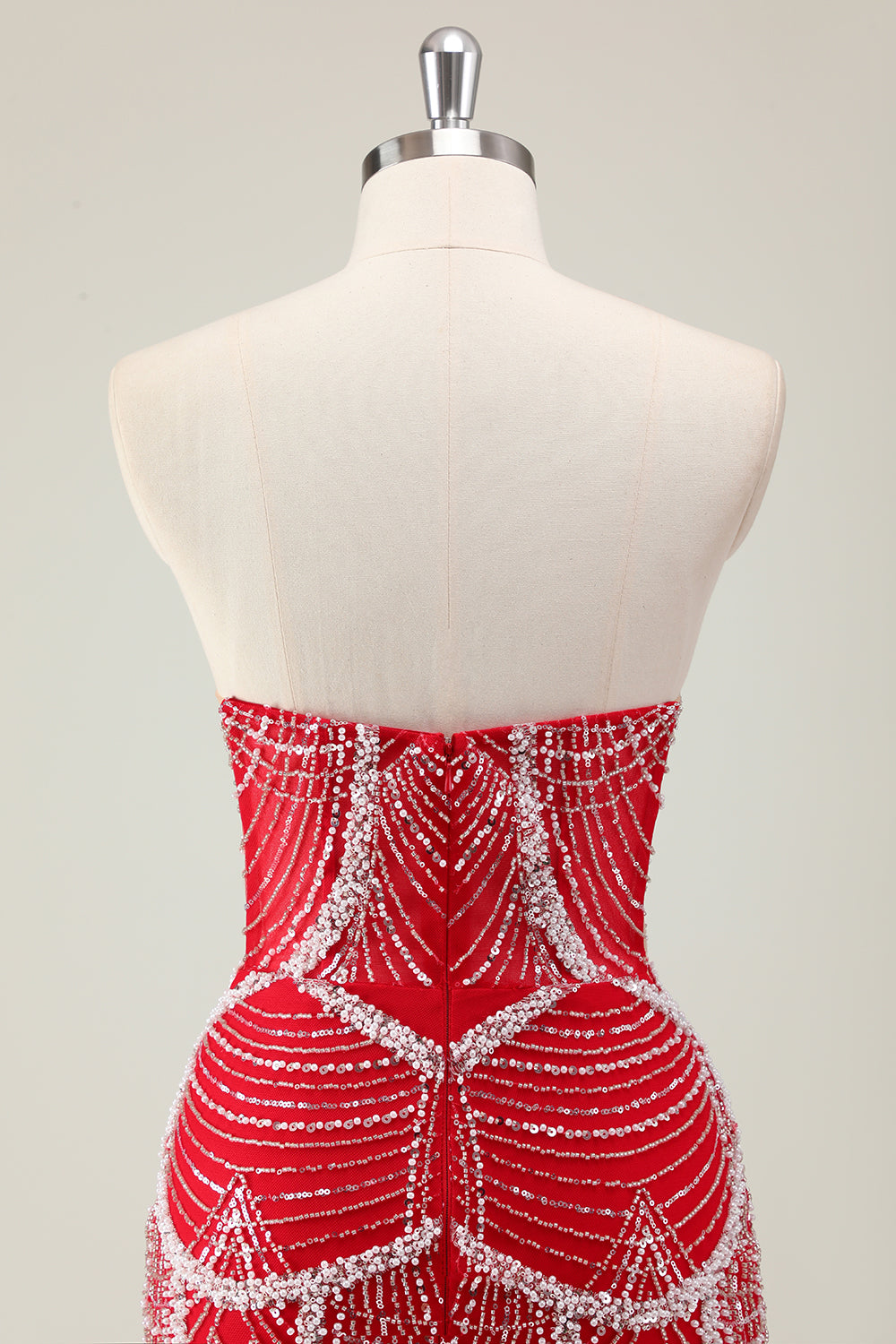 Glitter Mørkegrøn Havfrue Stropløs Pailletter Lang Korset Gallakjole med Perlebesat