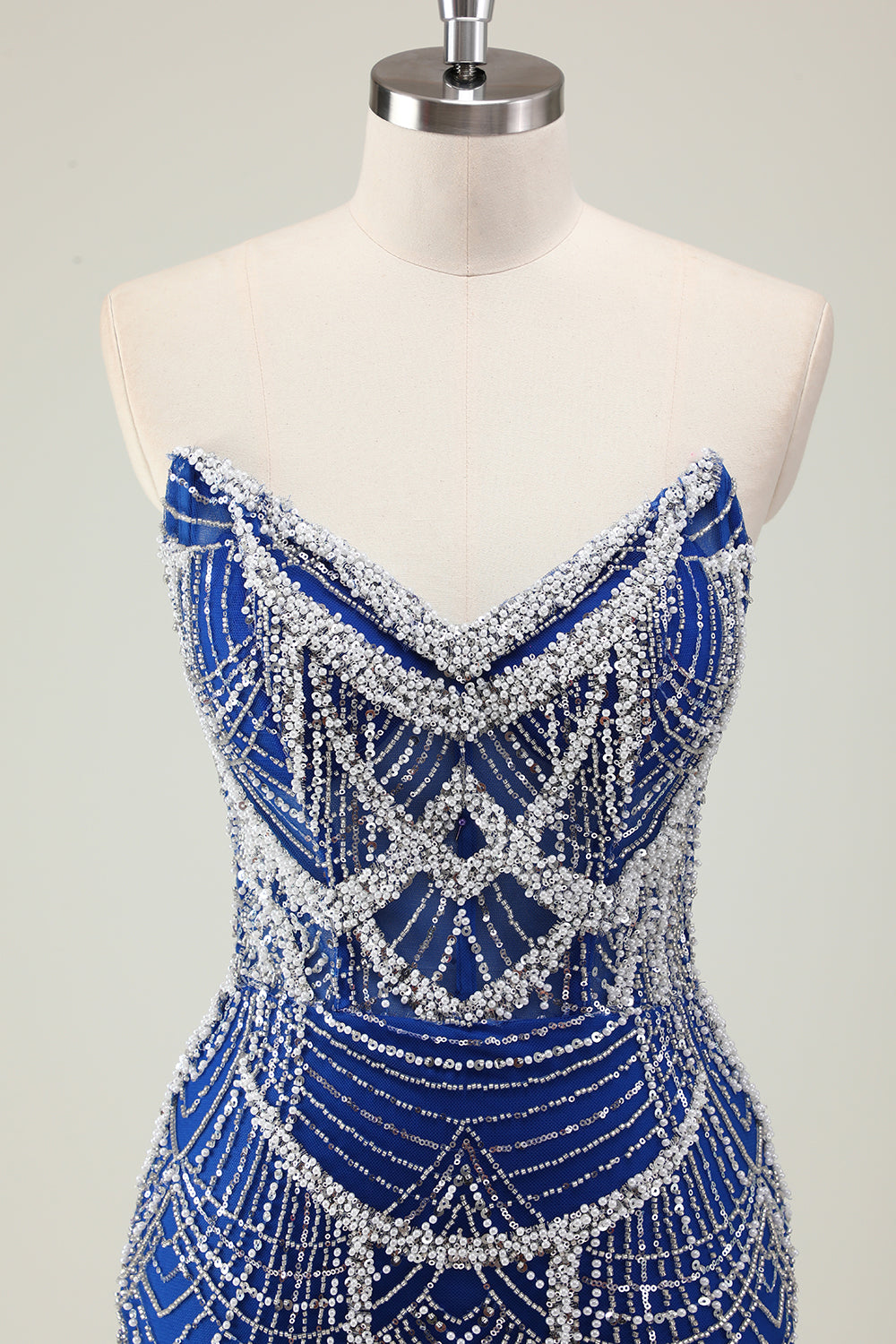 Glitter Mørkegrøn Havfrue Stropløs Pailletter Lang Korset Gallakjole med Perlebesat