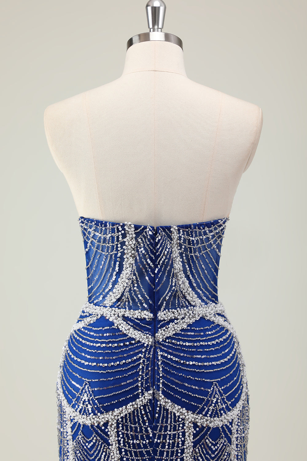 Glitter Mørkegrøn Havfrue Stropløs Pailletter Lang Korset Gallakjole med Perlebesat