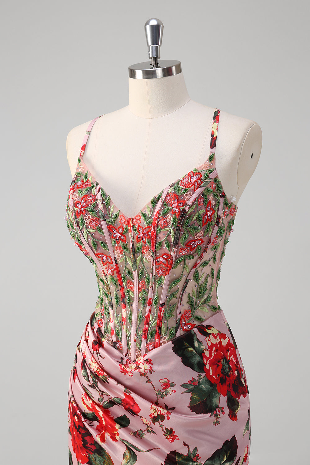Blush Havfrue Spaghetti Stropper Korset Blomster Gallakjole