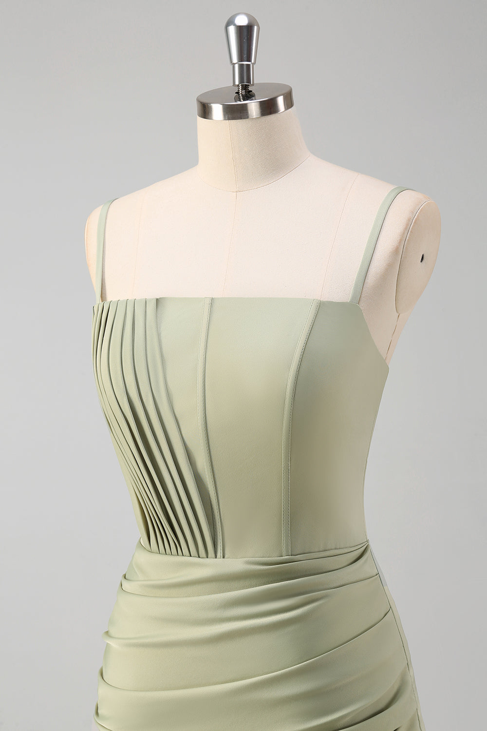 Salvie Havfrue Spaghetti Stropper Rynket Korset Lang Gallakjole med Slids