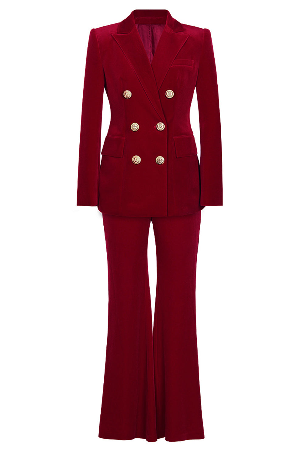 Navy dobbeltradet monteret 2-delt jakkesæt til kvinder