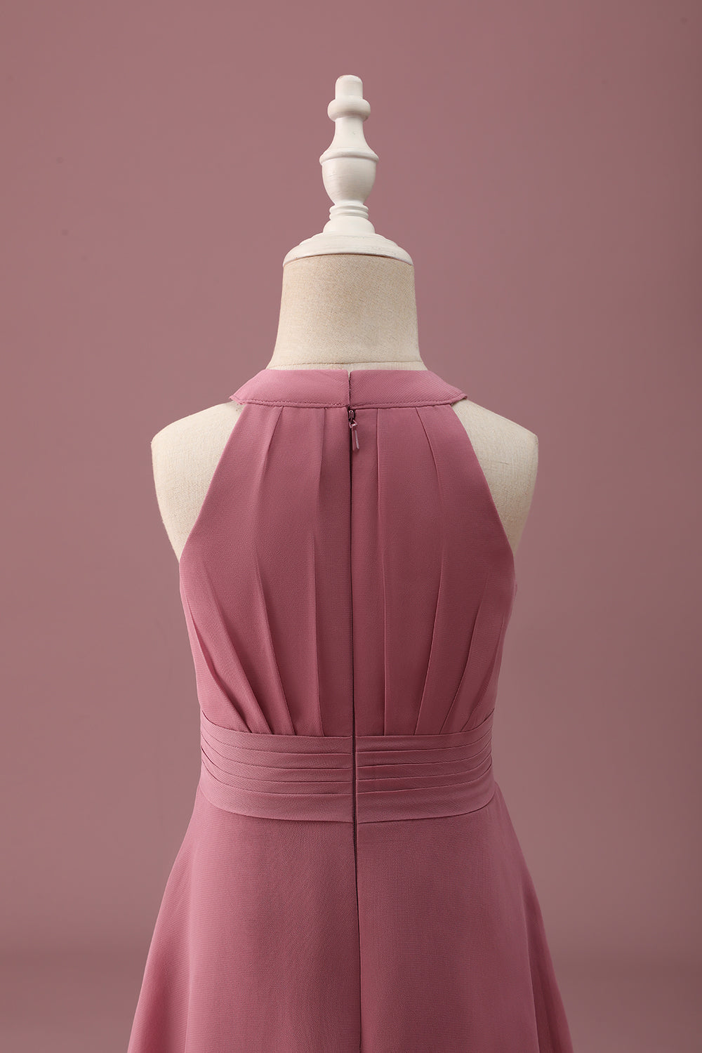 Desert Rose Halter Chiffon Høj Lav Brudepige Kjole