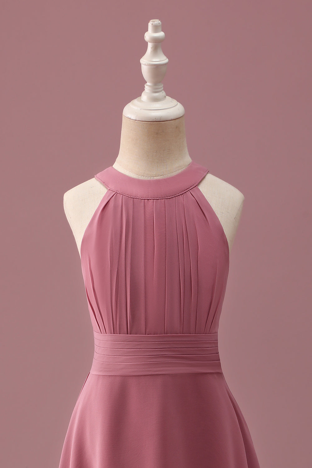 Desert Rose Halter Chiffon Høj Lav Brudepige Kjole