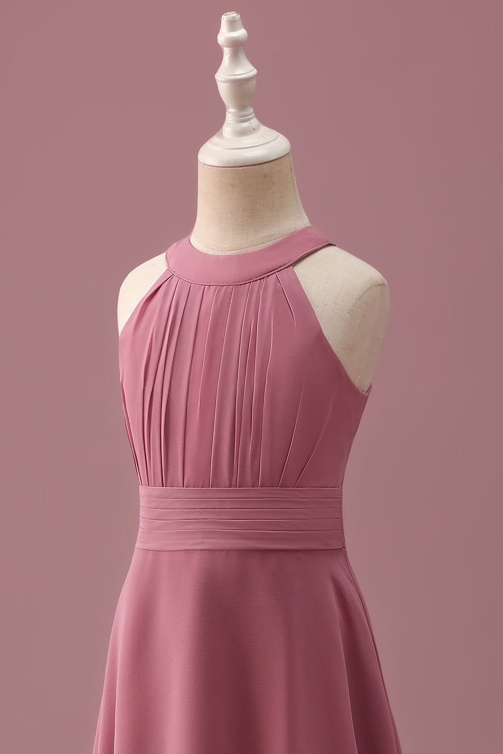 Desert Rose Halter Chiffon Høj Lav Brudepige Kjole