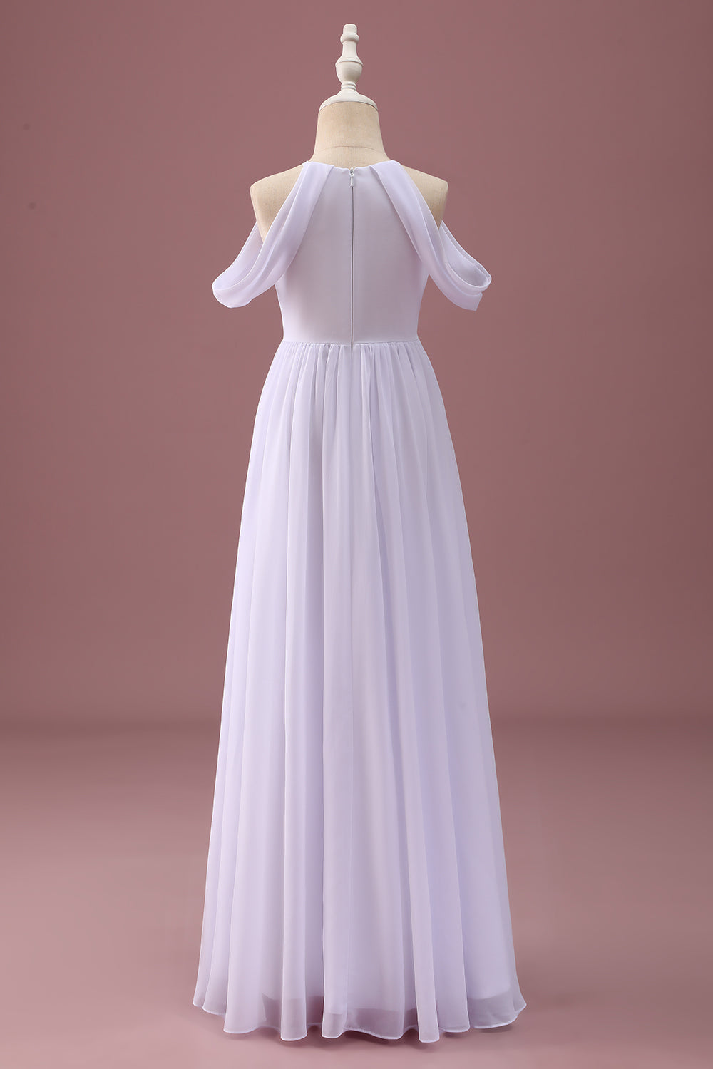 Hvid En linje Off The Shoulder Chiffon Ruched Junior Brudepigekjole