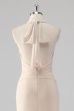Halter Cream Havfrue Skåret Lang Formel Kjole Ud