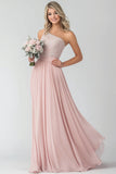 Blush A Line One Shoulder Blonder Chiffon Brudepigekjole