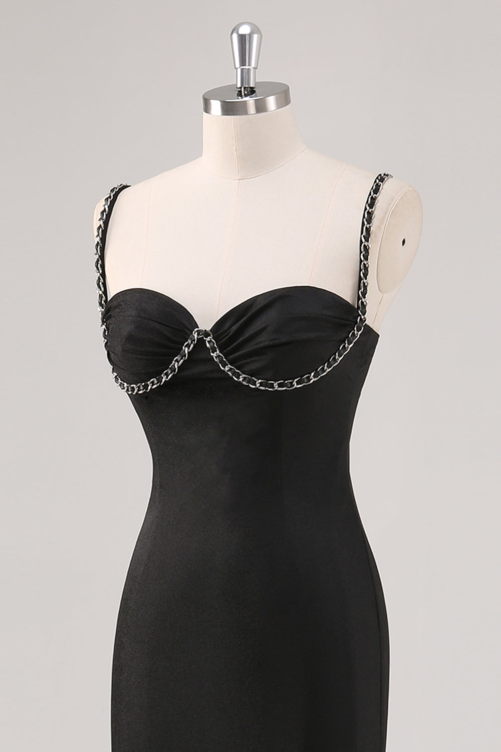 Enkel sort Spaghetti stropper kappe formel kjole