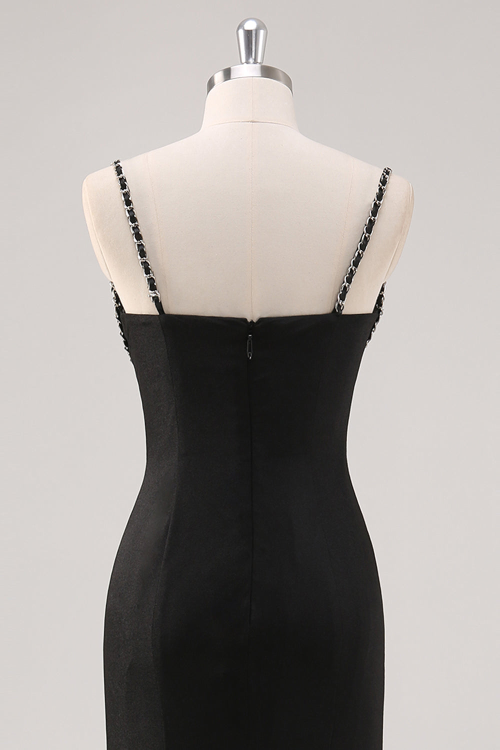 Enkel sort Spaghetti stropper kappe formel kjole