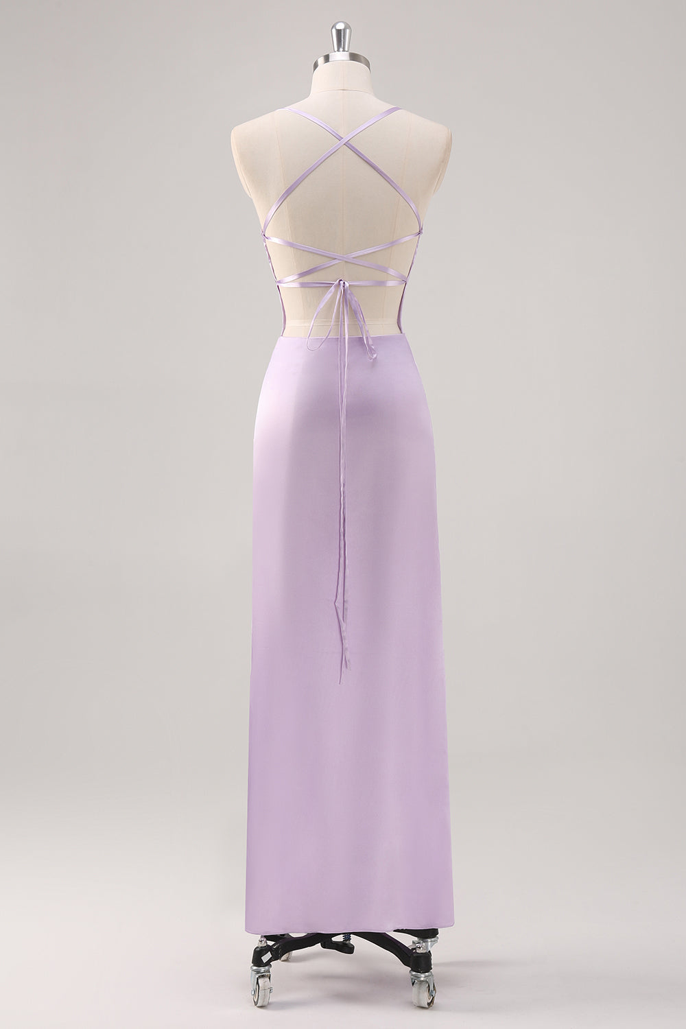 Enkel lilla kappe Lace-Up Tilbage Formel Kjole